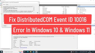 Fix DistributedCOM Event ID 10016 Error in Windows 10 amp Windows 11 [upl. by Areikahs158]