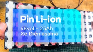 Pin liion 21700 Hệ 13s5p 48vol25Ah Cho Xe Đạp Điện Asama [upl. by Enailil]