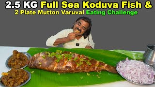 25 KG Sea Koduva Fish Fry amp 2 Plate Mutton Varuval Eating Challenge  Giant Fish Fry [upl. by Horatius]