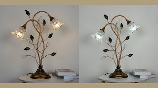 Aeyee Antique Flower Decorative Bedside Desk Lamp with Green Leaf for Bedroom Home Office [upl. by Jarlen]