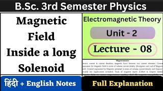 Magnetic Field inside a Solenoid  BSc 3rd Semester Physics  Unit2  L08  Magnetostatics [upl. by Bala]