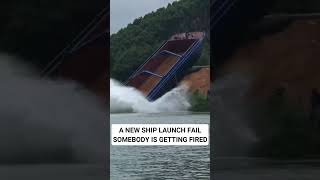 UNBELIEVABLE NEW SHIP LAUNCH FAIL 😱⚓ shorts ship fail boat [upl. by Ynaffat]