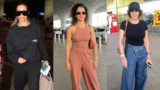 Malaika Arora Mandira Bedi and Sanya Malhotra spotted at airport [upl. by Yoccm]