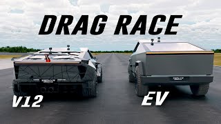 V12 Tesla CyberTruck VS EV DRAG RACE [upl. by Blakelee248]