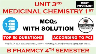 Top 50 MCQs with Solution  Unit 3 Medicinal Chemistry 1  medicinal chemistry pharmacy 4th sem [upl. by Rodmun]