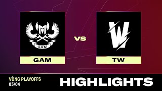 HIGHLIGHT  GAM vs TW  VCS 2024 MÙA XUÂN  Vòng Playoffs  05042024 [upl. by Gunthar623]