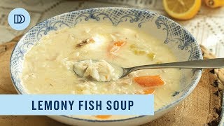 GreekStye Lemony Fish Soup Psarosoupa [upl. by Sanborn]