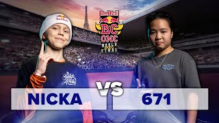 BGirl 671 vs BGirl Nicka  Semifinal  Red Bull BC One 2023 World Final Paris [upl. by Asilrahc915]