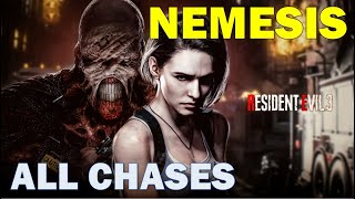 Resident Evil 3 Remake All Nemesis Chase Scenes RE3 Nemesis Chase Sequences amp Cut Scenes [upl. by Yerocaj]