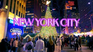 Christmas Walk in NEW YORK 🎁 Best Locations to Visit Night Walking Tour in Manhattan NYC [upl. by Assert873]