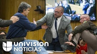 El enfurecido padre de tres víctimas de Larry Nassar intenta golpearlo en la corte [upl. by Eneladgam]