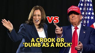 Kamala Harris and Donald Trump launch lines of attack A crook or ‘Dumb as a Rock’ [upl. by Leimad]