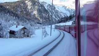 Swiss Trains Rhaetian Railway  Albula Pass region Graubunden [upl. by Eirtemed]