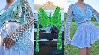 MERIBELLA PEARL SLEEVE CROCHET TOP TUTORIAL  for all sizes [upl. by Anah]