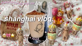 shanghai diaries haul 🧁 travel vlog  shop with memakeup grocery store sanrio store sonny angels [upl. by Hadik]