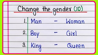 Change the gender in English  Masculine and Feminine Gender  Gender Name 10  Gender [upl. by Akihsal69]