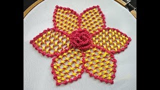 Hand Embroidery  Lattice Stitch Embroidery  Laced Lattice Stitch  Brazilian Embroidery Tutorial [upl. by Inajna122]