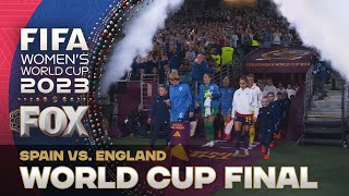 Spain and England walk outs and national anthems ahead of the 2023 FIFA Womens World Cup Final [upl. by Noswad]