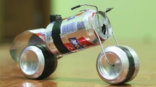 How to make motorcycle using aluminum cans  Powerful motorcycle using DC motor [upl. by Siekram]