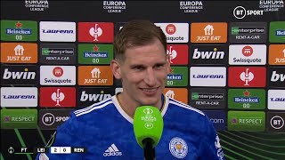 Marc Albrighton beaming after stellar goalscoring performance for Leicester 🙌 [upl. by Manville296]