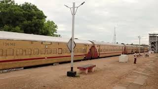 16780Rameswaram  Tirupati Express PT departing Mandapam station [upl. by Ahsaeym]