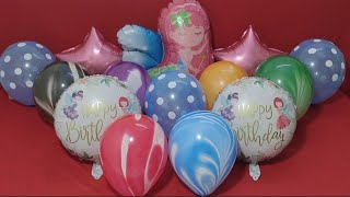 FUN HAPPY BIRTHDAY MYLAR BALLOON AND LOTS OF MARBLE BALLONS POPPING l SATISFYING VIDEO [upl. by Endaira]