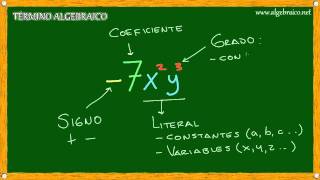 Algebraiconet  Elementos de un Término Algebraico [upl. by Mell]