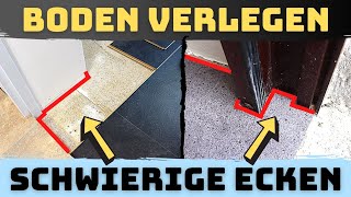 Boden verlegen bei einer Türzarge – Schwierige Ecken Klickvinyl Laminat Designboden Parkett [upl. by Ahsieki241]