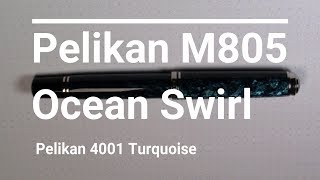 Pelikan M805 Ocean Swirl  Pelikan Turquoise  Fountain Pen Review [upl. by Trueblood33]