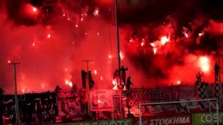 Aris Saloniki Super 3 pyroshow against PAOK Saloniki 16032014 [upl. by Yerffoej889]