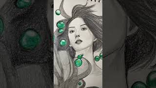 how to draw  pencil sketch of women in water  easy sketch with shading  step by step blending [upl. by Diad]