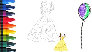 Coloring with Sticker Book Dress Up Disney Princess ArielSnow WhiteBelleCinderella [upl. by Assirod643]