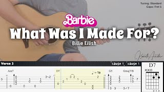 What Was I Made For  Billie Eilish  Fingerstyle Guitar  TAB  Chords  Lyrics [upl. by Celestine84]