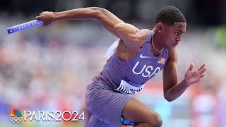 Quincy Wilson makes debut mens 4x400m team come back to reach final  Paris Olympics  NBC Sports [upl. by Ferrick]