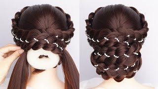 New Style Bun Hairstyle For Wedding Function  Easy Hairstyle For Reception Party [upl. by Gudrin]