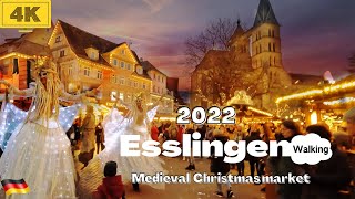 🇩🇪Esslingen2 Medieval christmas market 4k Night walkGermany walking tuor Weihnachtsmarkt [upl. by Ariad407]