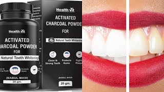 Teeth Whitening at Home  HealthVit Activated Charcoal Powder Review  How To Whiten Teeth At Home [upl. by Sierra312]