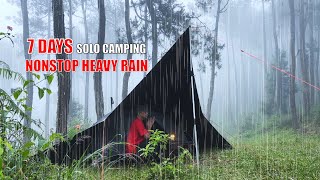 7 DAYS SOLO CAMPING HEAVY RAIN AND THUNDERSTORMS  ASMR CAMPING [upl. by Rockwell40]