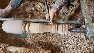 Manufacturing Process of Wood turning In Small Indian Factory  wood turning Process [upl. by Ahseyt]