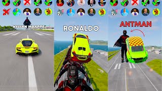 🚘CR7 vs Messi vs Mbappe Antman Characters 2 ⚽️ beamngdrive simulatorronaldo  Beam Arena [upl. by Lehcim]