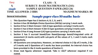 Sample question paper class 10 maths basic 202324 [upl. by Montford]