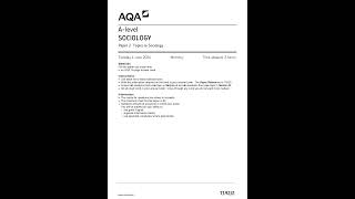 AQA A Level Sociology Question Paper 2 2024 7192 2 Topics In Sociology [upl. by Erbua738]