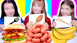 ASMR Spoon VS Fork VS Chopsticks Mukbang Food Challenge [upl. by Pollie415]