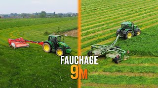 Fauchage dherbe amp raygrass  John Deere 6R 6M  Faucheuse Khun Krône [upl. by Aniakudo]