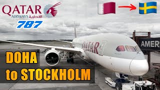 FLIGHT REPORT  QATAR AIRWAYS  Boeing 7878 Economy class  Doha to Stockholm  136 [upl. by Eigna]