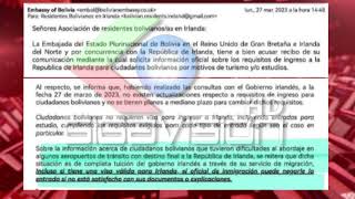 Los residentes Bolivianos de Irlanda se comunicaron con la Embajada de Bolivia en Reino Unido par [upl. by Hardan665]