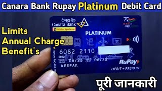 Canara Bank Platinum Debit Card Charges  Rupay Ncmc platinum ATM Card Canara Bank  Benefits fees [upl. by Carlos]