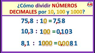 📌 DIVIDIR un decimal por 10 100 y 1000  Super fácil 😊 [upl. by Srevart]