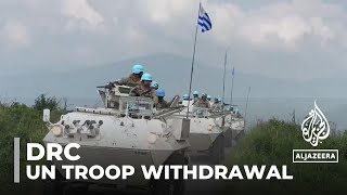 UN troop withdrawal Peacekeeping forces hand over first base in DRC [upl. by Annie889]