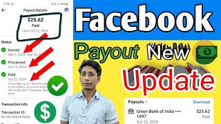 Facebook payout new update  Facebook payment new update 2024 [upl. by Marylynne]